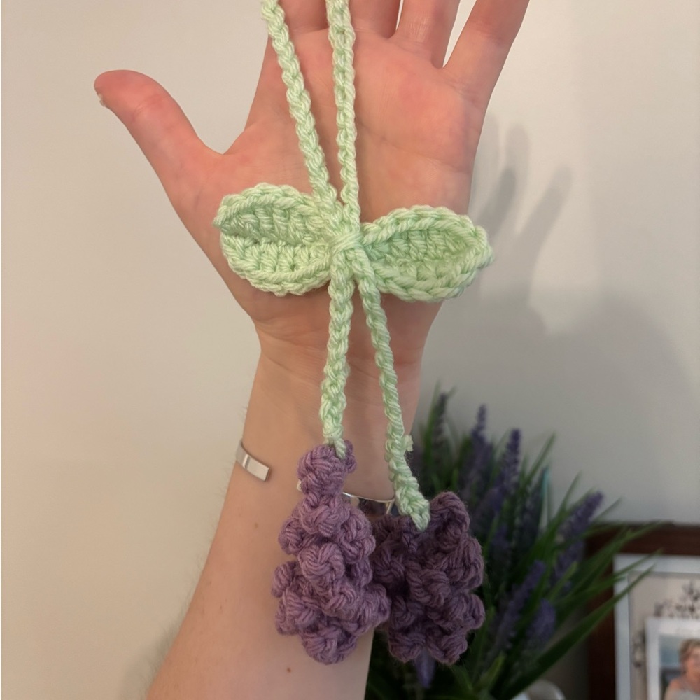 Crocheted Green and Purple Necklace